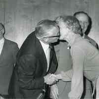          Maureen Ogden with her predecessor Alexander B. Lyon, Jr. Township Committeeman John L. Dugan is in the background on the right side.
   