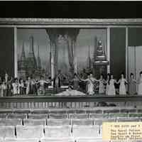          The Royal Palace with Ted Scott and Dorothy Sandlin on floor and the Royal Subjects in The King and I, 1956.
   