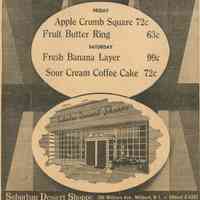 Suburban Dessert Shoppe: Friday and Saturday Specials at Suburban Dessert Shoppe, 1964