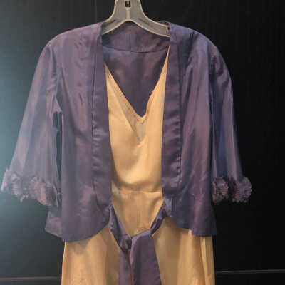 Dress: Ivory Gown with Periwinkle Jacket