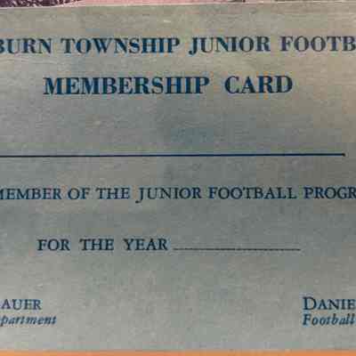 Junior Football Membership Card from 1967