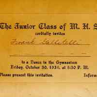 Gallitelli: Millburn High School Junior Class Dance Invitation, 1936