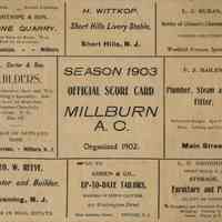 Flanagan: Millburn Athletic Club Score Card, 1903
