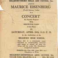 Millburn Art Center 1945 Scrapbook: Maurice Eisenberg Concert Notices, 1945