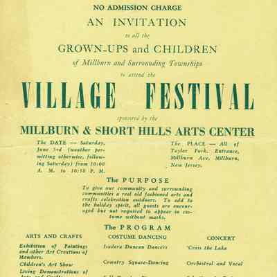 Millburn Arts Center: Invitation to Village Festival, 1944
