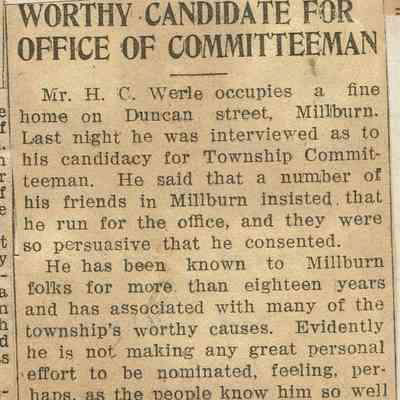 Wehrle Scrapbook: H.C. Wehrle Candidate from Committeeman