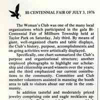          Article from The Bulletin: The Woman's Club of Millburn (November 1976).
   