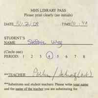 Millburn High School: Library Pass, 2009