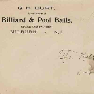 Burt Pool Ball Factory: G.H. Burt Billiard & Pool Balls Envelope, 1898