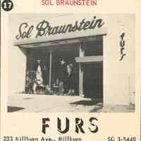 Furs: Sol Braunstein Furs, 233 Millburn Avenue, 1955