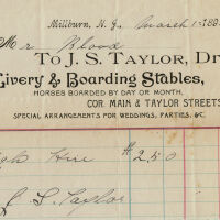 Blood Estate: J.S. Taylor, Dr. Livery and Boarding Stables Receipts, 1894