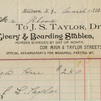          Blood Estate: J.S. Taylor, Dr. Livery and Boarding Stables Receipts, 1894 picture number 1
   