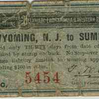 Railroad: Delaware, Lackawanna & Western Railroad Wyoming to Summit Ticket, 1903