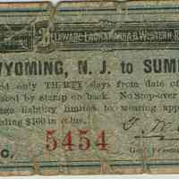 Railroad: Delaware, Lackawanna & Western Railroad Wyoming to Summit Ticket, 1903