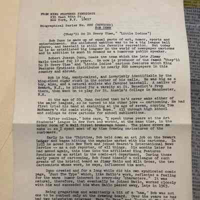 Dunn: King Features Bob Dunn Biography (draft).