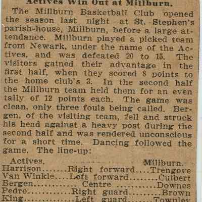 Flanagan: Millburn Basketball Club, c. 1900-1915