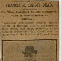 Flanagan Scrapbook: Francis Condit Obituary, 1907