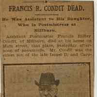 Flanagan Scrapbook: Francis Condit Obituary, 1907