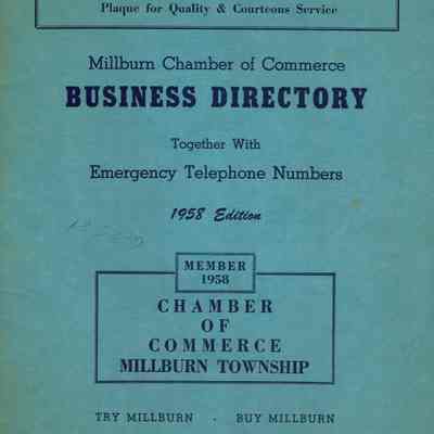 Millburn Chamber of Commerce: Business Directory, 1958