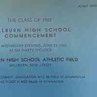Millburn High School: Class of 1965 Commencement Ticket