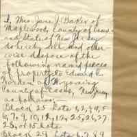 Worden: Real Estate Transaction between Jane Baker and Edward Worden, 1906