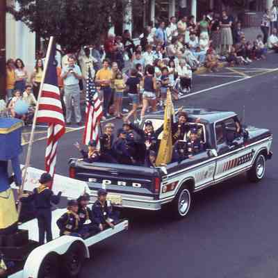 Ralph Pitt driving his Country Spirit Truck with his son's Boy Scout Troop #36.