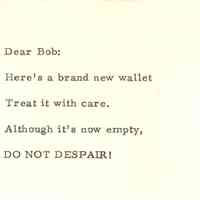          Faddis: Robert Faddis Testimonial Dinner Gift Card, 1961 picture number 1
   