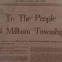 Fire Department: Millburn Short Hills ITEM letter to the people urging to increase fire and police salaries