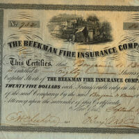 Brison: Benjamin Whitney Benson Beekman Fire Insurance Stock Certificate, 1862