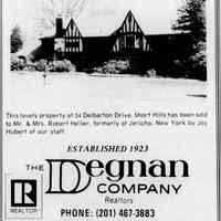          Sale of 34 Delbarton Drive to Mr. and Mrs. Robert Heller, Item, August 15, 1974.
   