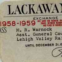 Railroad: Malcolm Warnock Railroad Pass, 1958-1959