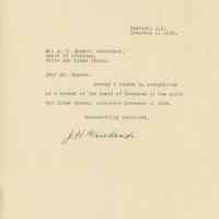 White Oak Ridge Chapel: Vreeland Resignation Letter, 1925