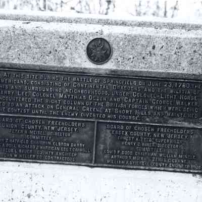 Battle of Springfield: British Enounter at Short Hills Plaque