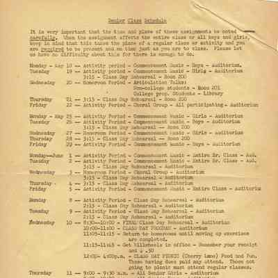 Millburn High School: Senior Class Schedule, 1942