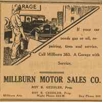 Geissler: Millburn Motor Sales Co., 1928