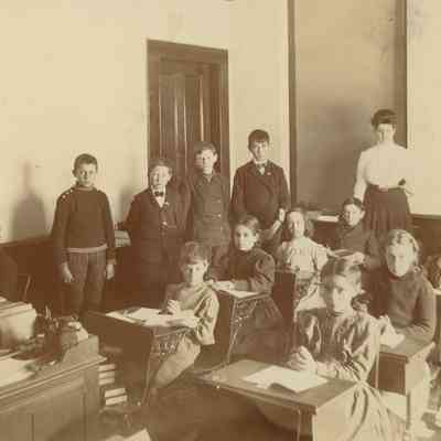 Short Hills School: Classroom Photograph with Bessie A. Bosworth, c. 1906