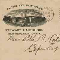 Hartshorn: Stewart Hartshorn Factory Envelope, 1893