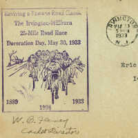 Irvington-Millburn Road Race Decoration Day Envelope 1933