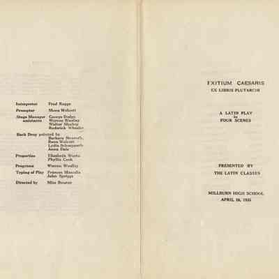 Millburn High School Latin Play Program, 1935