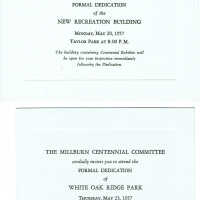 Taylor Park Recreation Building and White Oak Ridge Park Dedication Ceremony Tickets, 1957