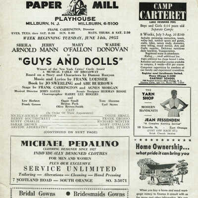 Guys and Dolls, 1955 Paper Mill Playhouse Program