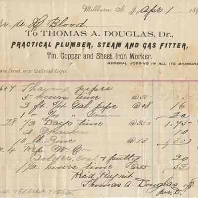 Blood: Douglas Plumbing Receipts, 1894-1906