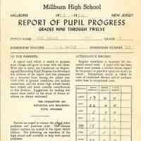 Millburn High School: Report Cards for Ronald Joy, 1952-5