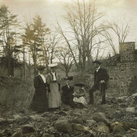 Marshall-Schmidt Photo Album: Frank Marshall and Family Near Bridge