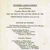 Wyoming Civic Association: Annual Meeting Flyer, 1917