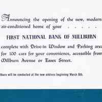          First National Bank of Millburn Opening Invitation, 1954 picture number 1
   