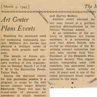 Millburn Art Center: Event Plans, 1943