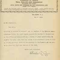 Wyoming Civic Association: Charles R. Reeve Thank You Letter, 1915