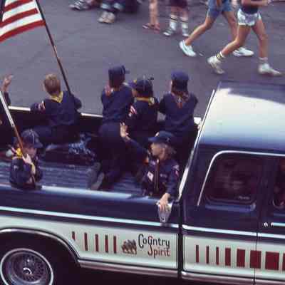 Ralph Pitt driving his Country Spirit Truck with his son's Boy Scout Troop #36.