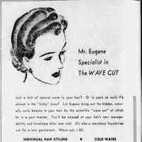          Early Advertisement for Eugene Hair Stylist from The Item, June 8, 1944.
   